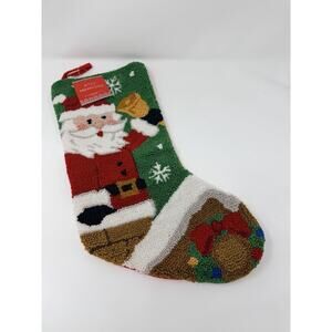 Macy's Holiday Lane Santa Chimney Hooked Loop Christmas Stocking Velvet Back New